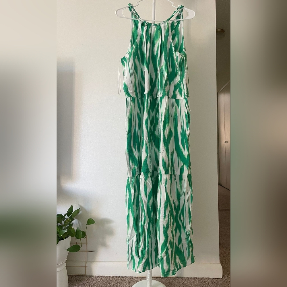 Sofia By Sofia Vergara Elegant Green and White Maxi Dress